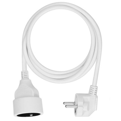 Predlžovací kábel s 1 zásuvkou, 1,5 m, biely