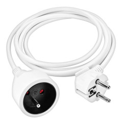 Predlžovací kábel s 1 zásuvkou, 1,5 m, biely