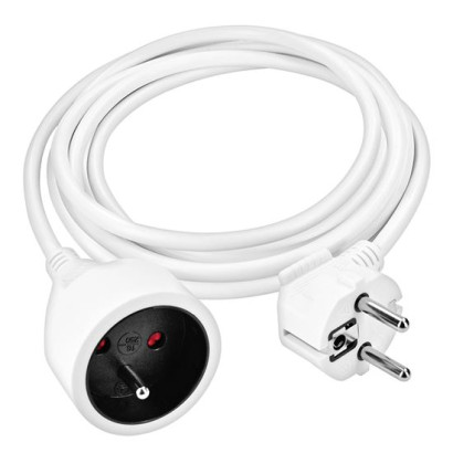 Predlžovací kábel s 1 zásuvkou, 3 m, biely