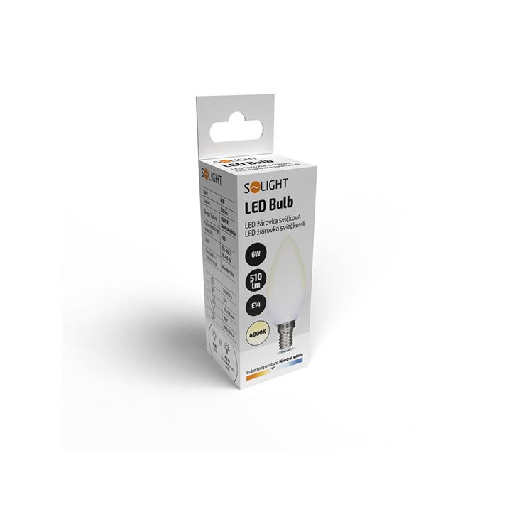 LED žiarovka E14, 6 W, 4000 K, 510 lm, sviečka LED žiarovka E14, 6 W, 4000 K, 510 lm, sviečka
