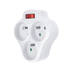 Rozbočovač 3x 10 A s vypínačom, biely