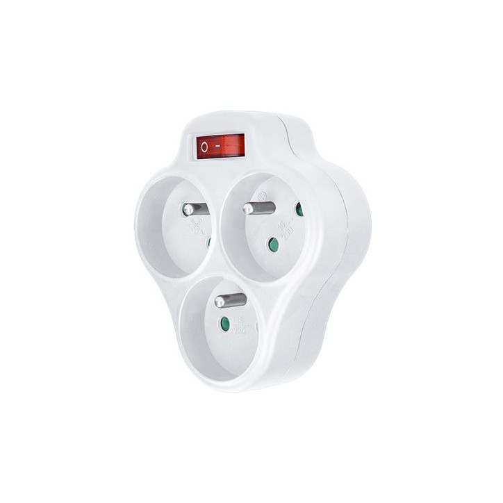 Rozbočovač 3x 10 A s vypínačom, biely