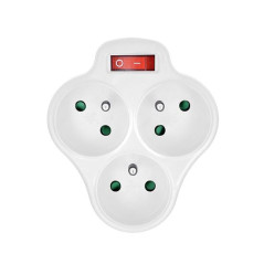 Rozbočovač 3x 10 A s vypínačom, biely