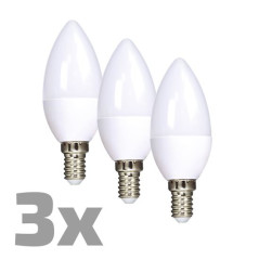 LED žiarovka E14, 6 W, 3000 K, 450 lm, sviečka, 3 ks