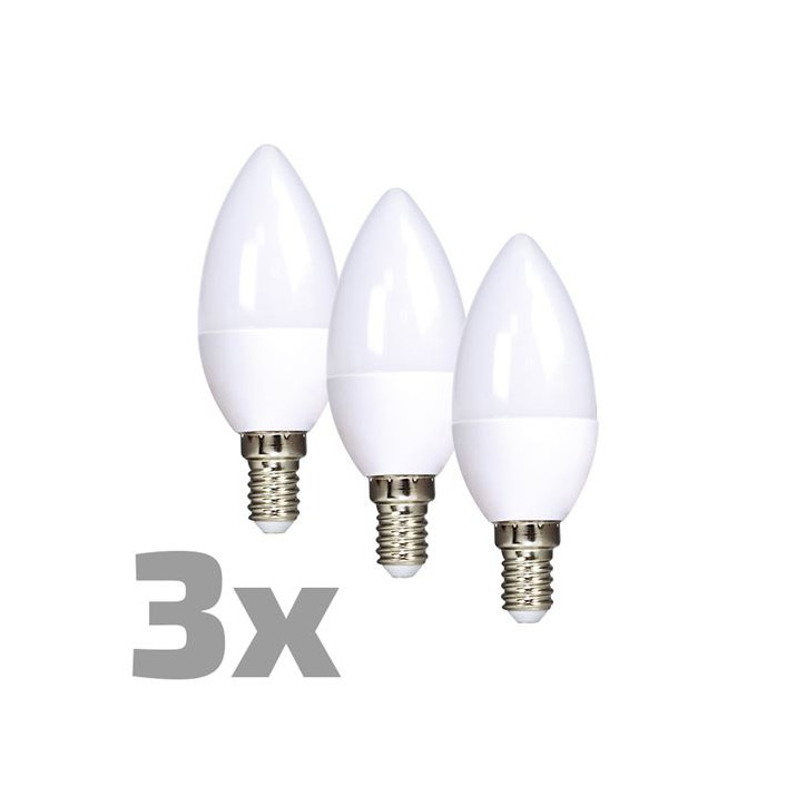 LED žiarovka E14, 6 W, 3000 K, 450 lm, sviečka, 3 ks