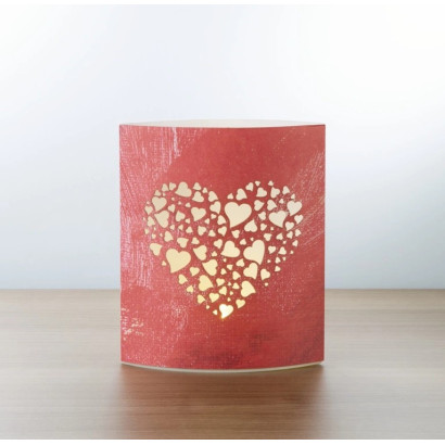 Papierové LED svietidlo červené srdce