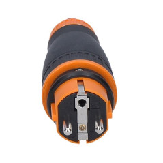 Zástrčka priama do vlhka IP44, čierna/oranžová