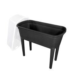 Plastový vyvýšený kvetináč 77,5x37,8x82 cm s krytom, antracitový