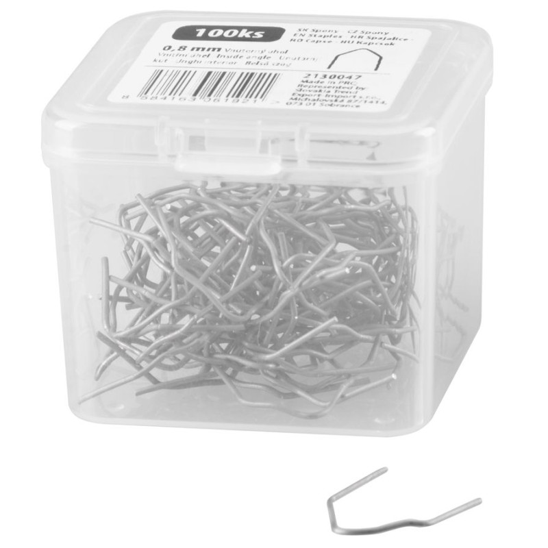 Spájacie spony pre pištoľ na zváranie plastov, vnútorný uhol 0,8 mm, 100 ks