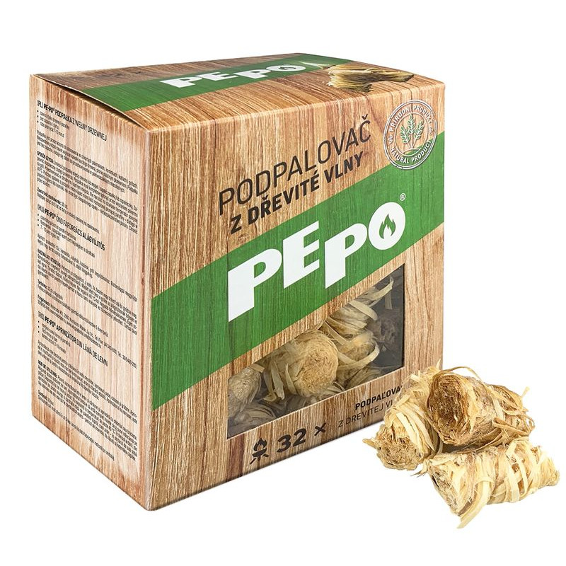 Podpaľovač PE-PO z drevitej vlny, 32 ks