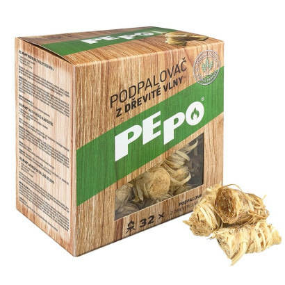 Podpaľovač PE-PO z drevitej vlny, 32 ks