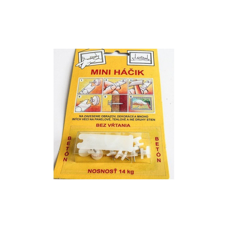 Mini háčik Colis do panelu a betónu, 10 ks