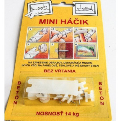 Mini háčik Colis do panelu a betónu, 10 ks