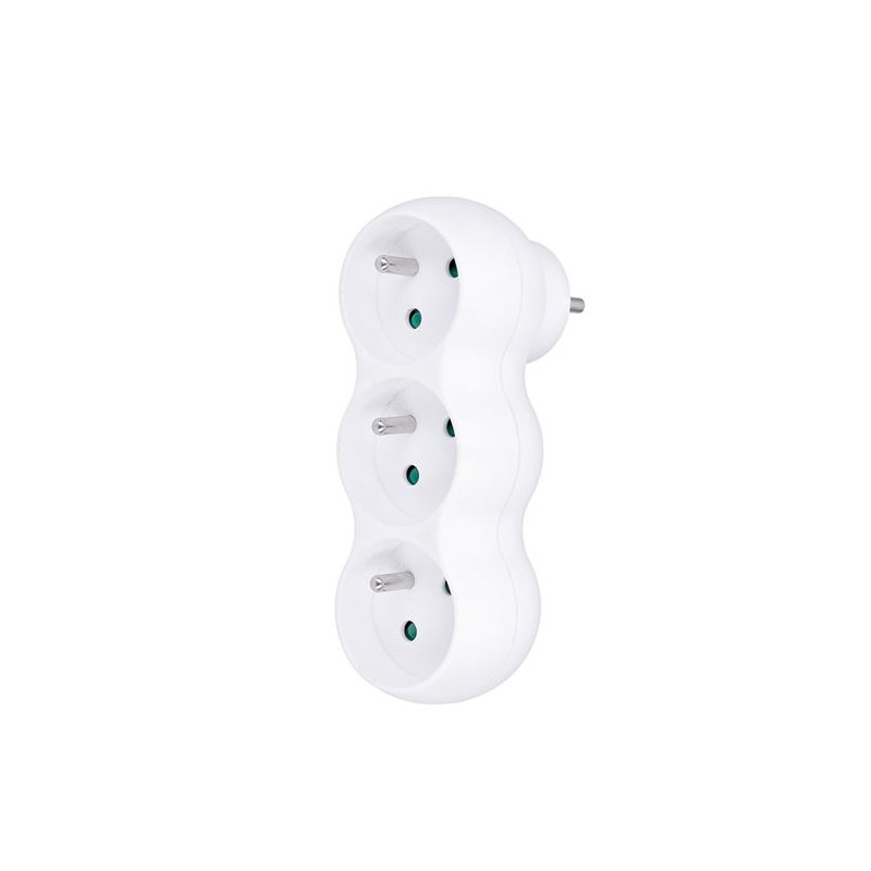 SOLIGHT Rozbočovač s podperou 3x 10 A, biely