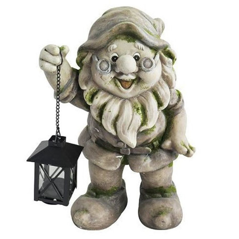 Záhradná dekorácia Trpaslík s lampášikom 24x21x36 cm Gecco, keramika
