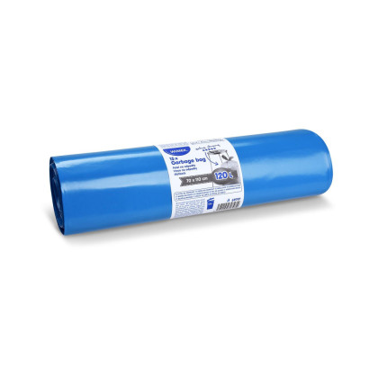 Vrecia na odpadky LDPE extra pevné 70x110 cm, 120 l, modré, 15 ks
