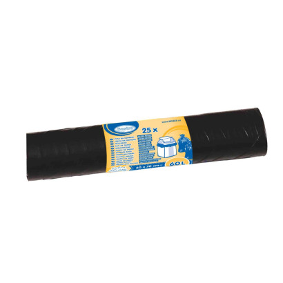 Vrecia na odpadky extra pevné 60x70 cm, 60 l, čierne, 25 ks