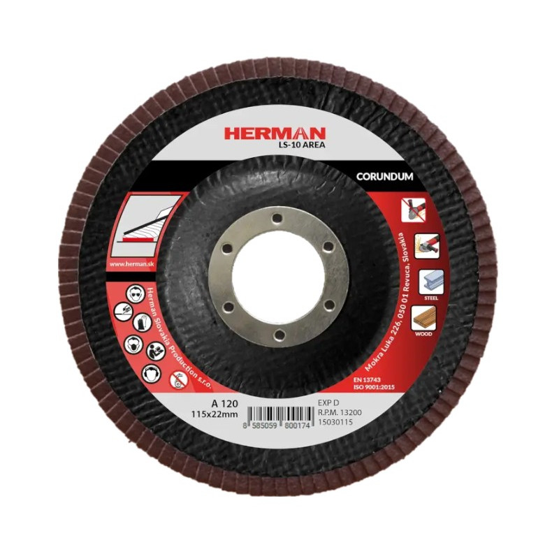 Lamelový kotúč na oceľ  115 mm/P120 LS-10 Area corundum