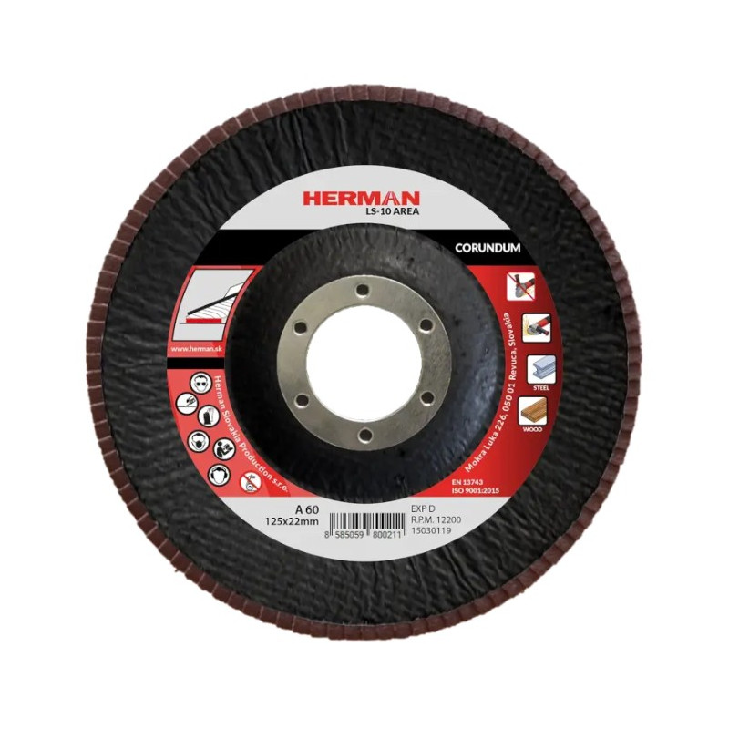 Lamelový kotúč na oceľ 125 mm/P60 LS-10 Area corundum