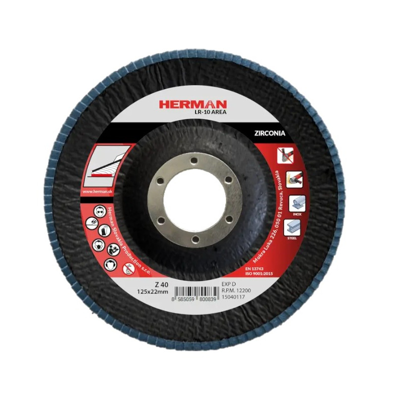 Lamelový kotúč na nerez 125 mm/P40 LR-10 Area zirconia