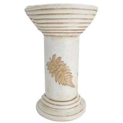 Záhradná dekorácia podstavec vysoký 25,5x25,5x41 cm, krémový, keramika