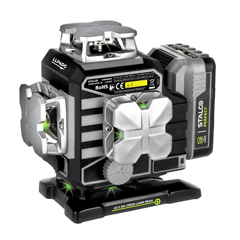 Krížový laser samonivelačný 4D LLP4DG, zelený