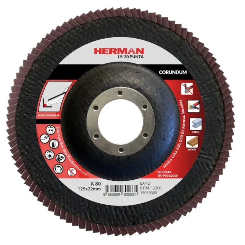 Lamelový kotúč na oceľ 125 mm/P80 LS-30 Punta corundum