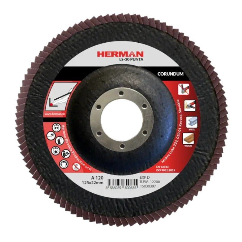 Lamelový kotúč na oceľ 125 mm/P120 LS-30 Punta corundum