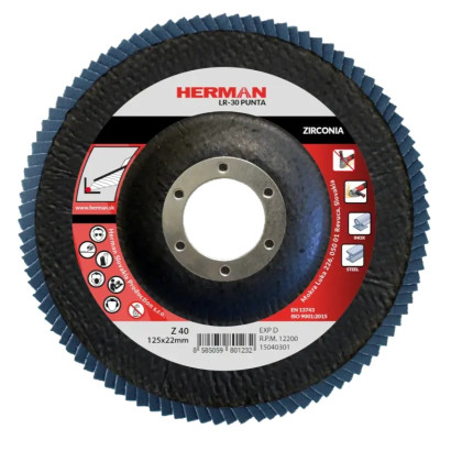 Lamelový kotúč na nerez 125 mm/P40 LR-30 Punta zirconia