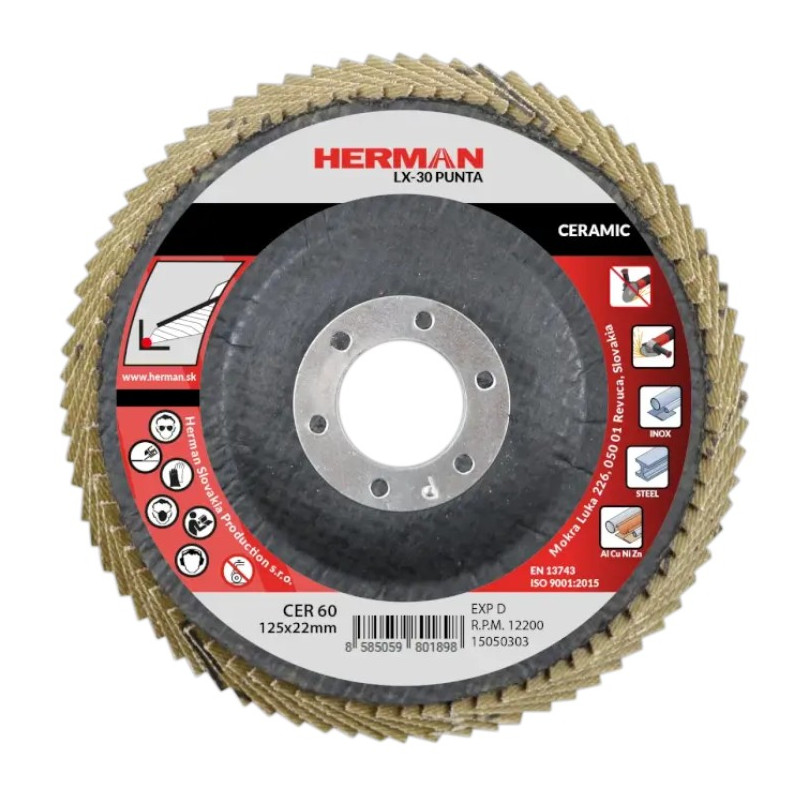 Lamelový kotúč na nerez a legované ocele 125 mm/P60 LX-30 Punta ceramic