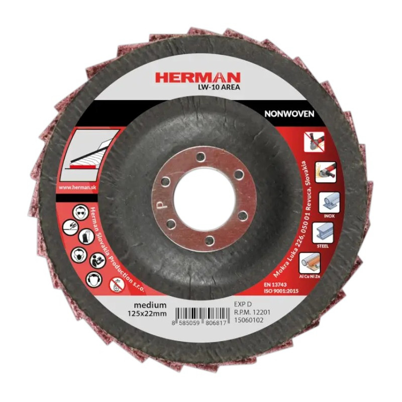 Lamelový kotúč na oceľ a neželezné kovy 125 mm/medium LW-10 Area Non-woven