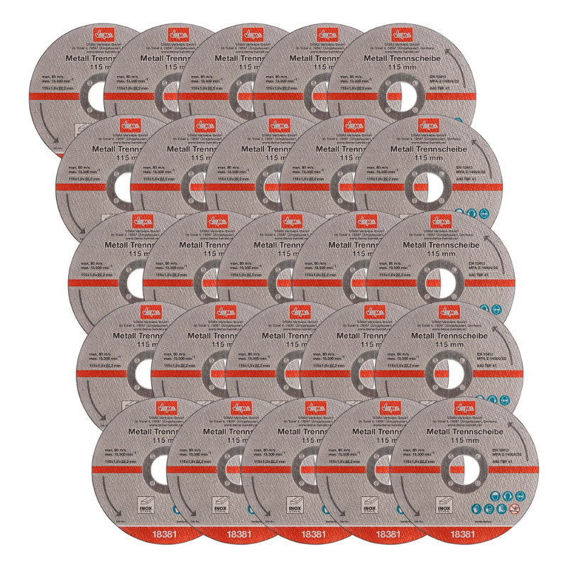 Rezný kotúč na kov 115x1,0x22,2 mm, 25 ks