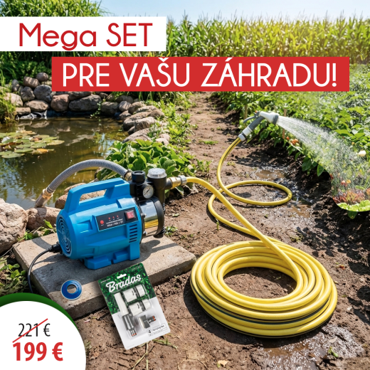 Set Domáci vodný automat HWA 1100.1 VF + Záhradná hadica 25 m + príslušenstvo na zavlažovanie