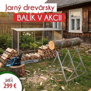 Set Benzínová reťazová píla KS 450-55 + Kovová koza na pílenie dreva + Prístrešok na palivové drevo