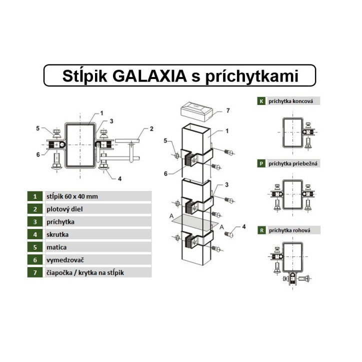Plotový stĺpik GALAXIA ZN+PVC 60x40x1,5x2200, antracitový