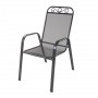 Pevná stohovateľná stolička, pohodlné sedenie, vysoké operadlo, umývateľná, lakovaný kovový korpus, krytky na nohách.