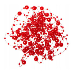 SPRINGOS Vianočná girlanda s malými perlami 5 m, červená