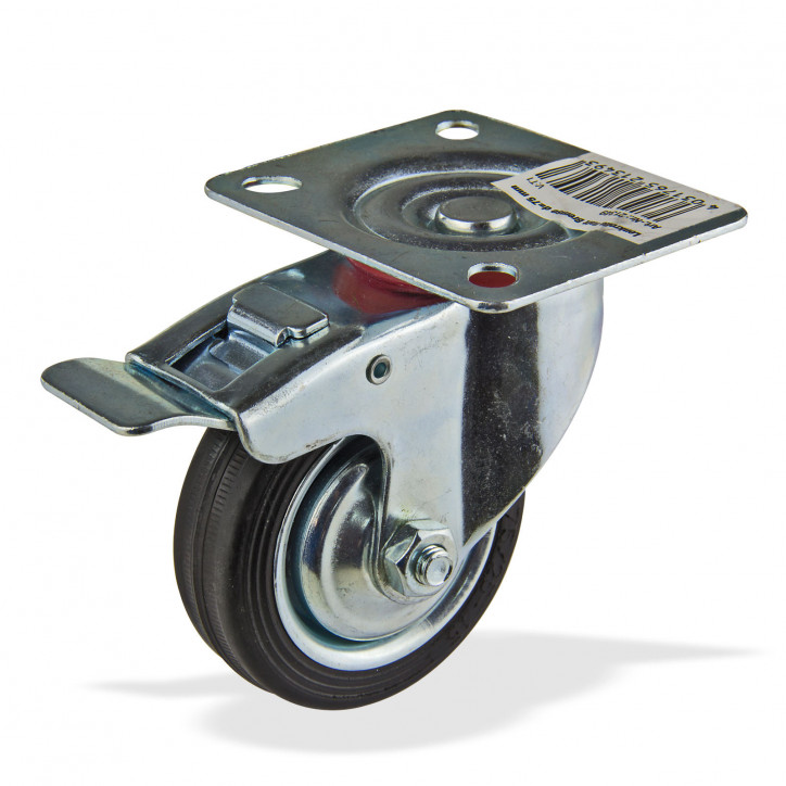 Gumové otočné koliesko s brzdou 75 mm, do 65 kg Gumové otočné koliesko s brzdou 75 mm, do 65 kg
