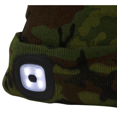 Pletená čiapka s LED svetlom Albacore, camouflage zelená, L
