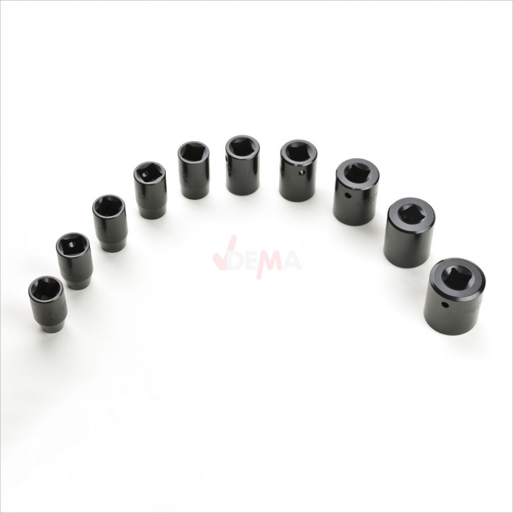 Nástrčkové kľúče / orechy pre rázový uťahovák 1/2", 10-dielna sada Nástrčkové kľúče / orechy pre rázový uťahovák 1/2", 10-dielna sada