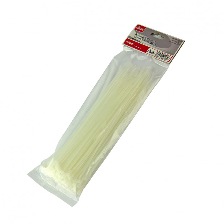 Viazacie sťahovacie pásky 2,5x150 mm, biele, 100 ks