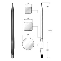 Hrot čelného nakladača 28x1,5/820 mm