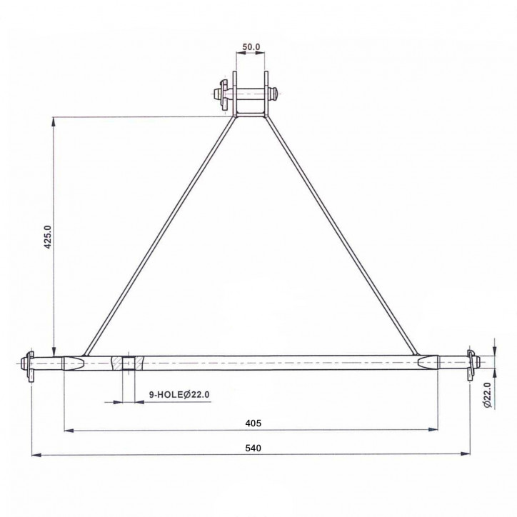 Ťažná lišta s trojbodovým zavesením 540 mm Kat. 1 Ťažná lišta s trojbodovým zavesením 540 mm Kat. 1