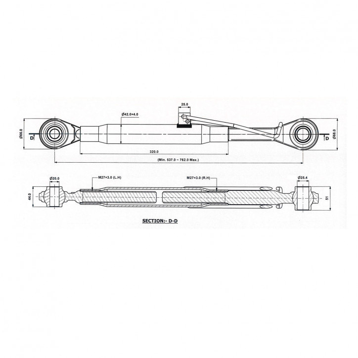 Tretí bod pre traktory John Deere M27x3 mm Kat. 1/2