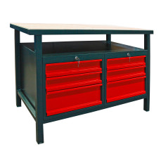 DEMA Dielenský pracovný stôl so šiestimi zásuvkami 40888, antracit/červená