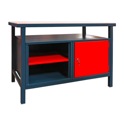 DEMA Dielenský pracovný stôl so skrinkou s dvierkami a odkladacím priestorom 40889, antracit/červená
