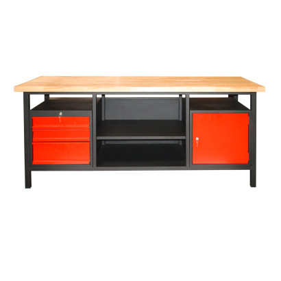 DEMA Pracovný stôl so zásuvkami, skrinkou s dvierkami a odkladacím priestorom XXL2000, antracit/červená
