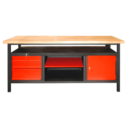 DEMA Dielenský stôl so zásuvkami, skrinkou s dvierkami a odkladacím priestorom XL1700, antracit/červená