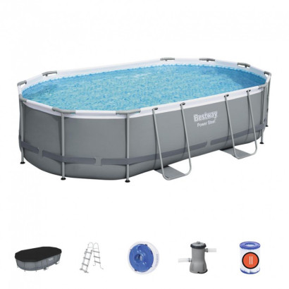 Bazén + filter, pumpa, rebrík, plachta, dávkovač, 488x305x107 cm Power Steel 56448
