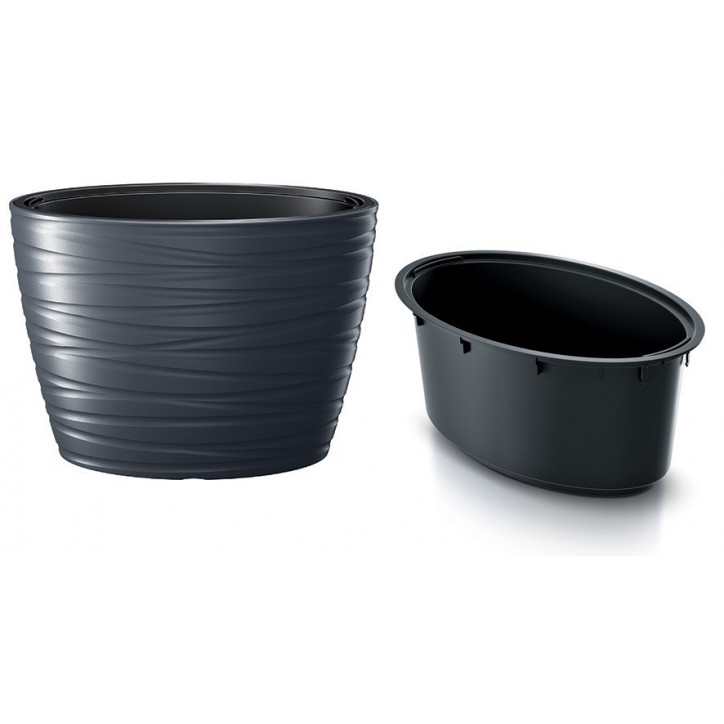 Oválny kvetináč s vkladom MAZE 58,5 cm antracit Oválny kvetináč s vkladom MAZE 58,5 cm antracit